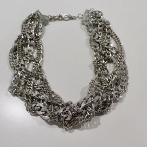 Woven Silver Multi-Chain Necklace (Worn Once)